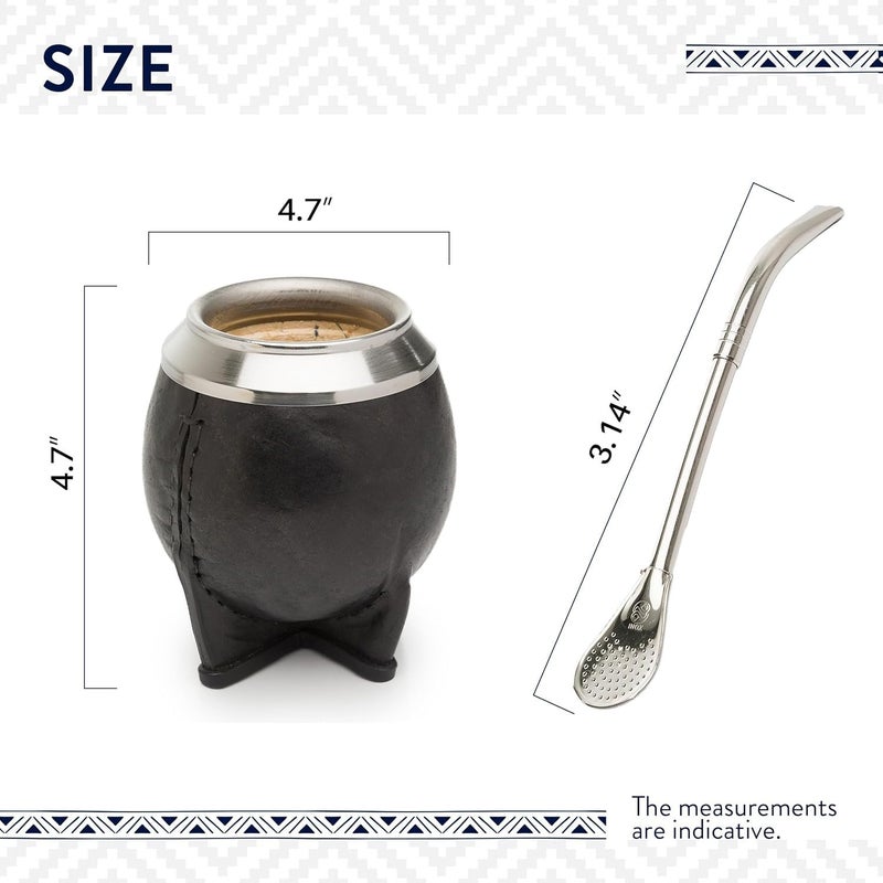 THEARG Yerba Mate Gourd Set with Stainless Steel Straw | Handmade Leather Yerba Mate Cup and Bombilla Set from Argentina - Beach Essentials - Idea for Gifts | Travel Cup Mate - Image 4